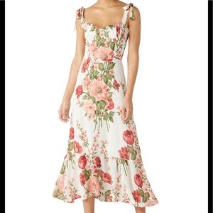 Reformation Nikita Dress - White Floral Midi